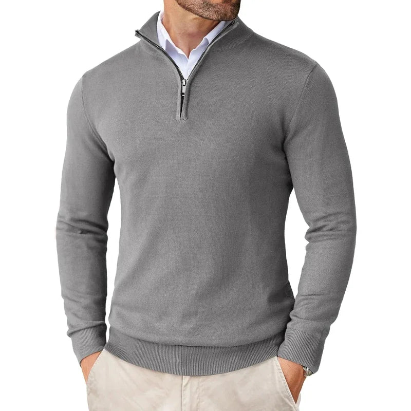 Versatile men's quarter-zip sweater for layering. A comfortable & stylish pullover for mens apparel.
