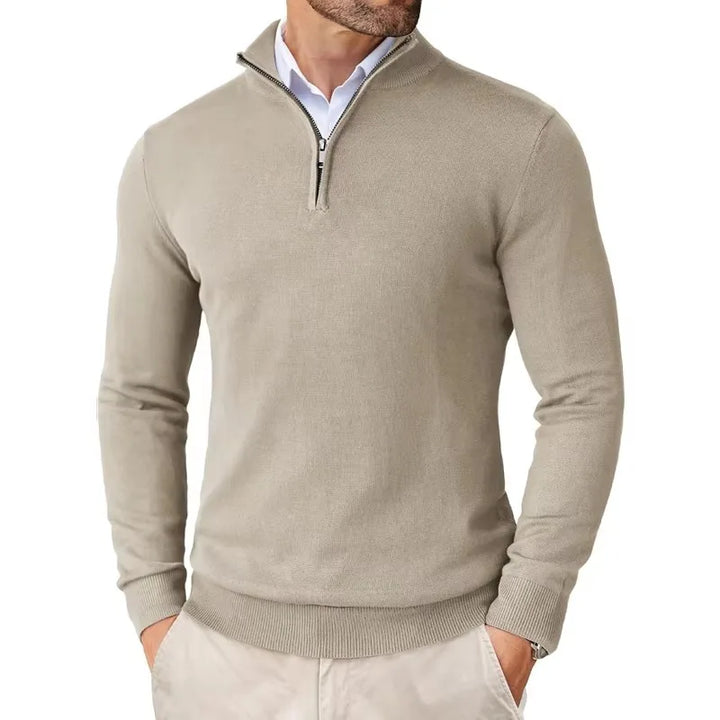 Men's classic quarter-zip sweater for everyday comfort. A stylish long-sleeve pullover for casual wear.