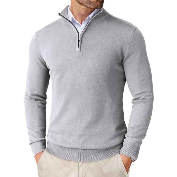 Smart casual men's quarter-zip sweater, perfect for work or weekend. A comfortable & versatile pullover.