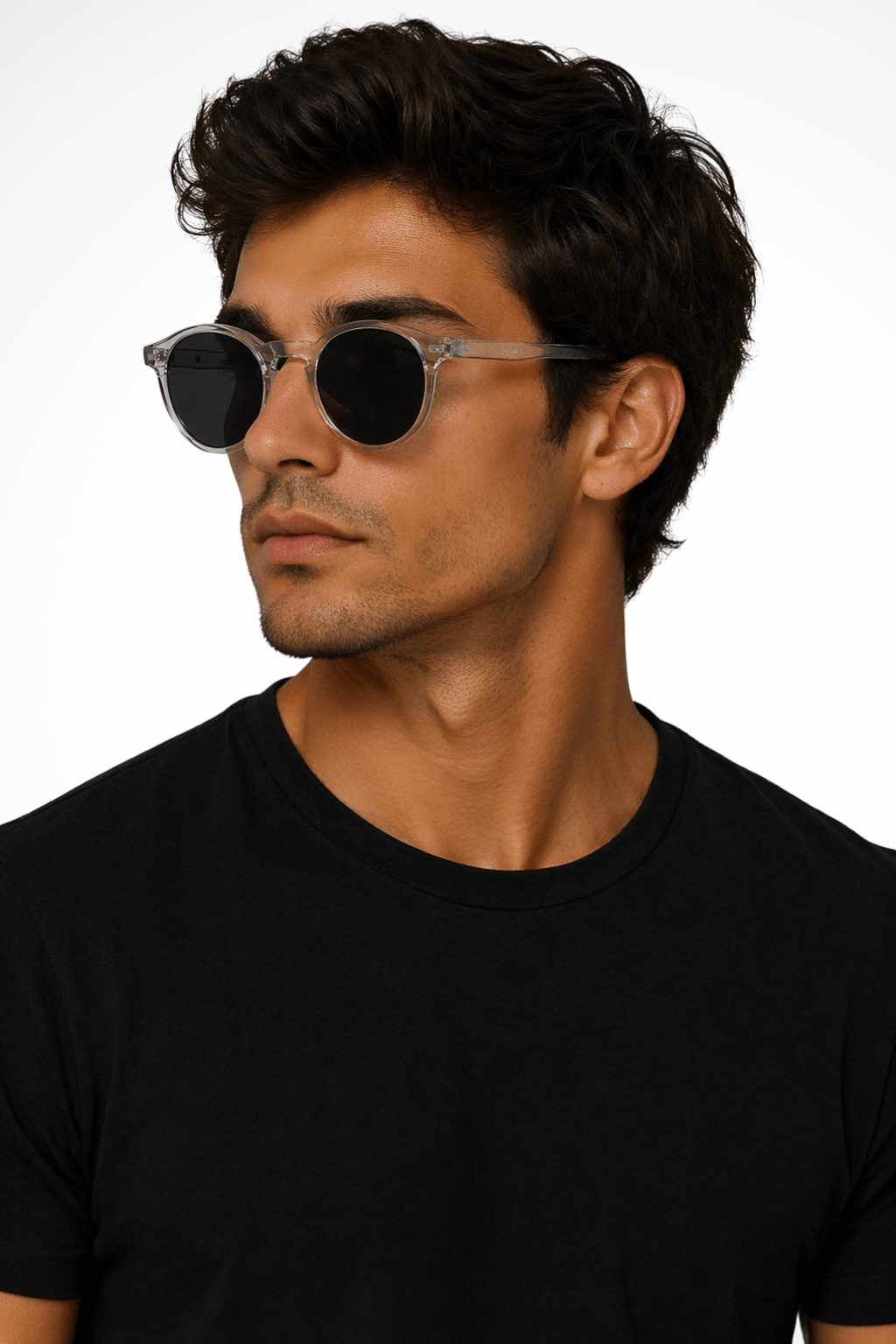 Classic men's round retro sunglasses, perfect for a vintage fashion look and eyewear accessory.