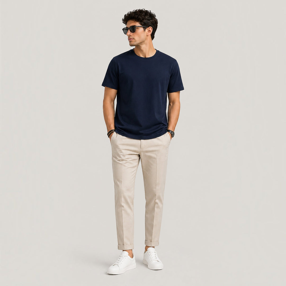 Classic men's short sleeve t-shirt in soft fabric for everyday comfort & versatile casual style.
