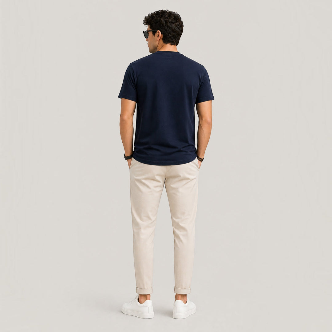 Black men's short sleeve t-shirt, a breathable basic tee perfect for casual everyday wear.