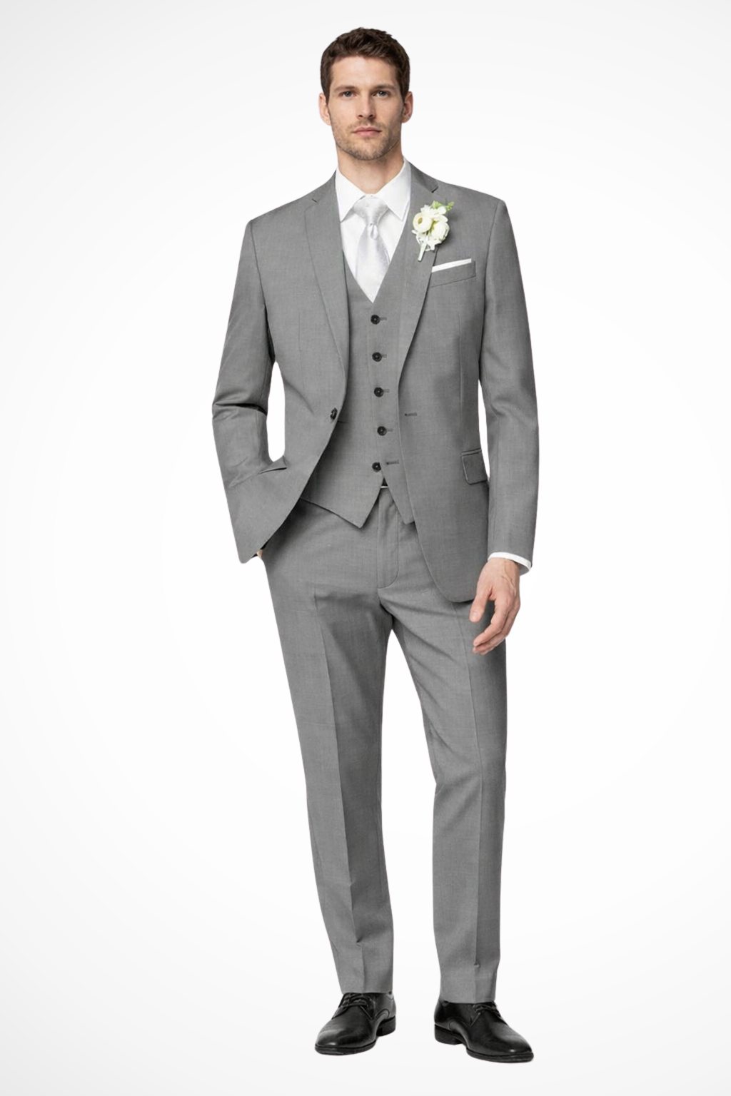 Stylish men's tailored 3-piece suit vest detail, part of a formal wedding guest or groomsmen ensemble.