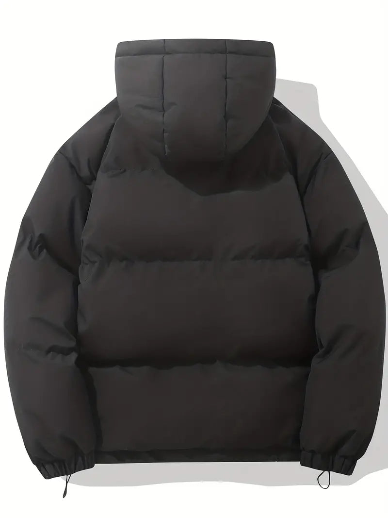 Practical men's zip-up hooded jacket, offering classic style & warmth.