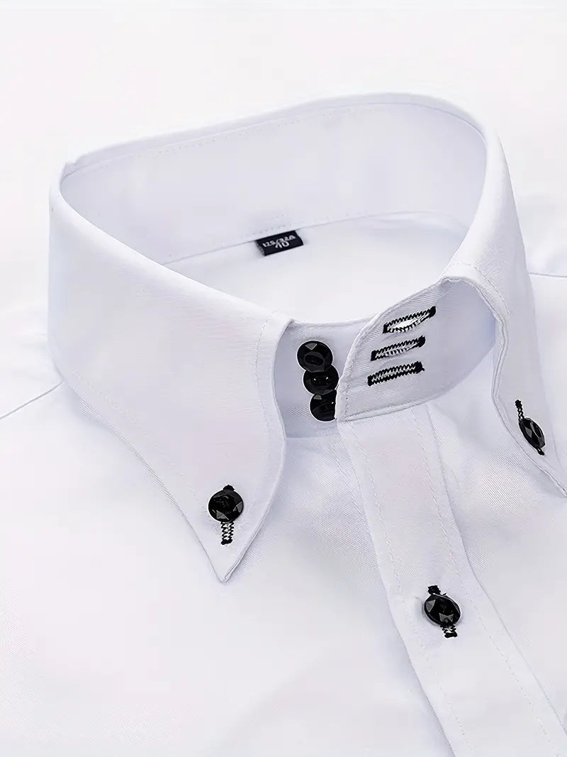 Men's versatile slim fit button-down dress shirt. Long sleeve design for business, office, or smart casual.