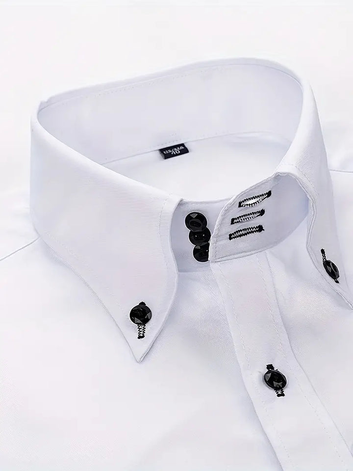 Men's versatile slim fit button-down dress shirt. Long sleeve design for business, office, or smart casual.