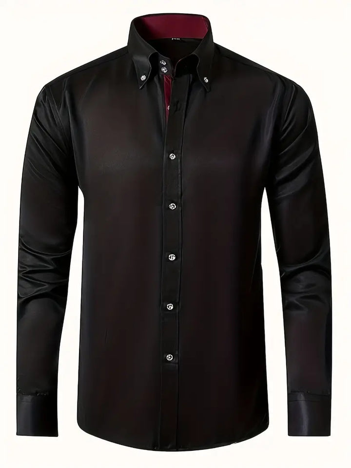 Men's smart casual slim fit long sleeve button-down shirt. Perfect for office wear & professional fashion.