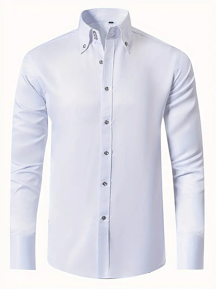 Elegant men's slim fit formal shirt. A versatile button-down long sleeve top for office & special events.