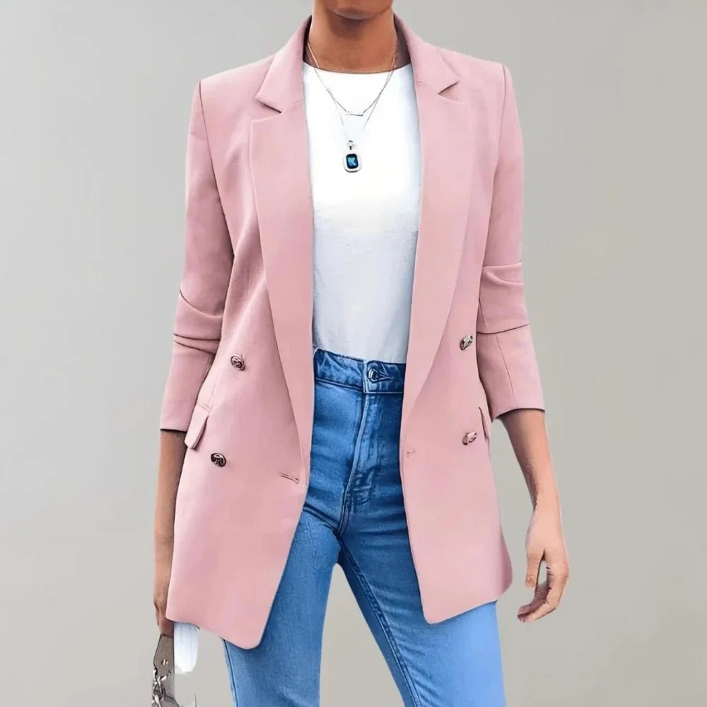 Classic women's blazer for professional office wear & smart-casual styles. Versatile tailored jacket.