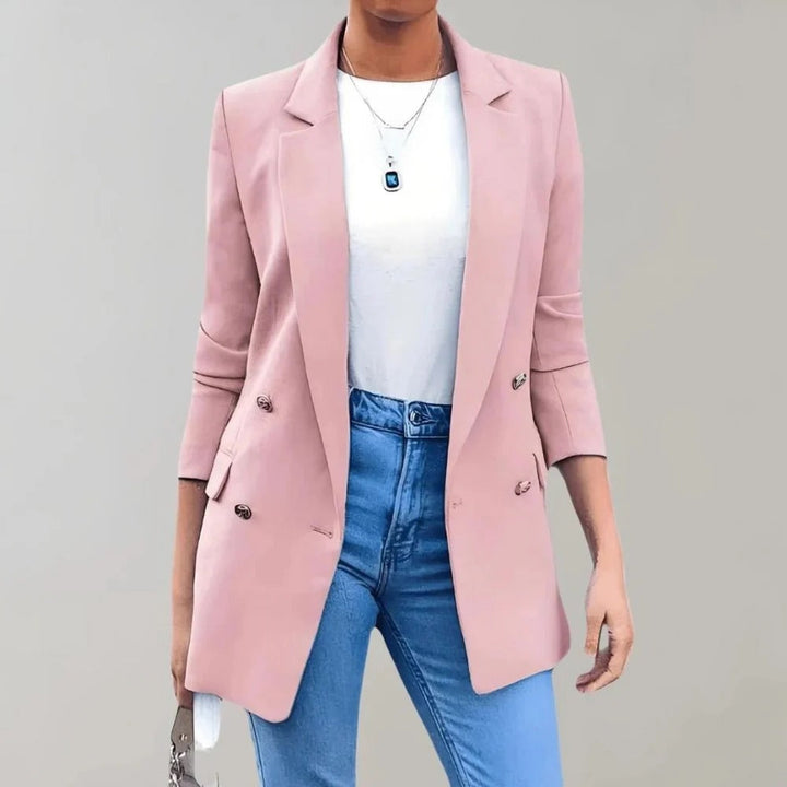 Classic women's blazer for professional office wear & smart-casual styles. Versatile tailored jacket.