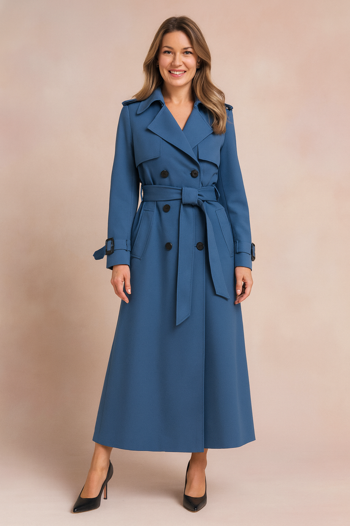 Stylish belted trench coat for women, perfect for transitional weather.