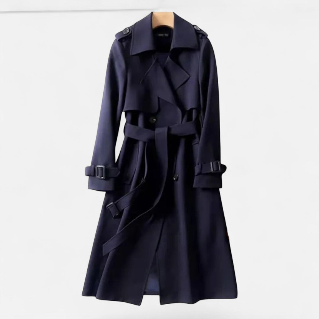 Fashionable spring look: women's mid-length tie-waist trench coat