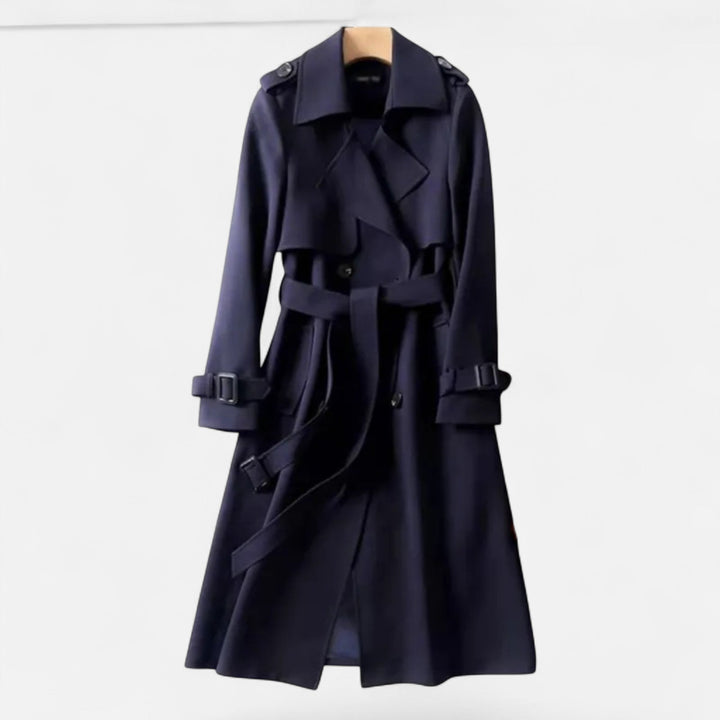 Fashionable spring look: women's mid-length tie-waist trench coat