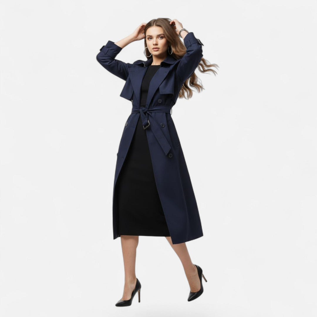 Must-have women's outerwear: mid-length trench coat with adjustable tie