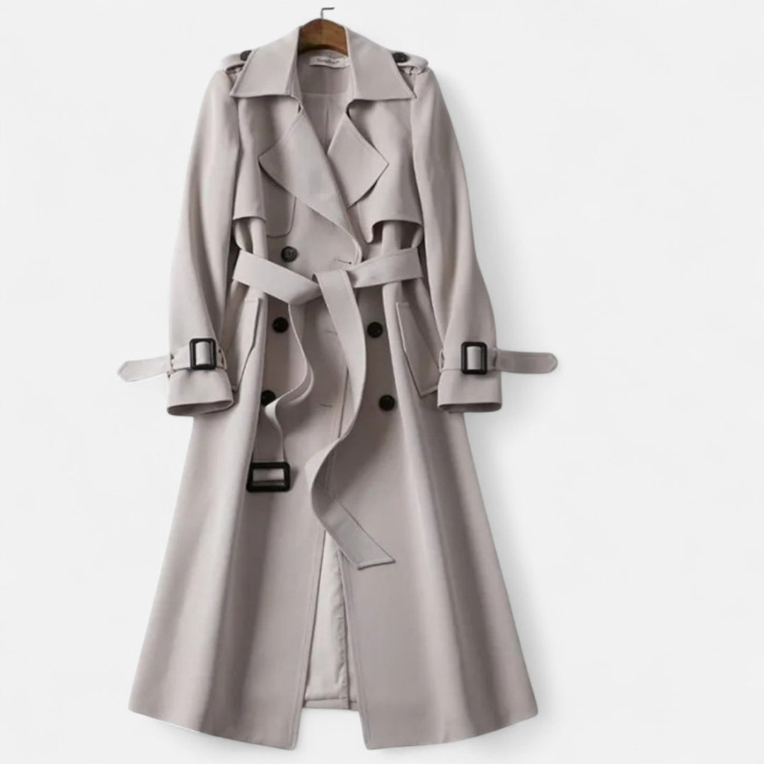 Women's essential fall fashion: mid-length tie-waist trench coat