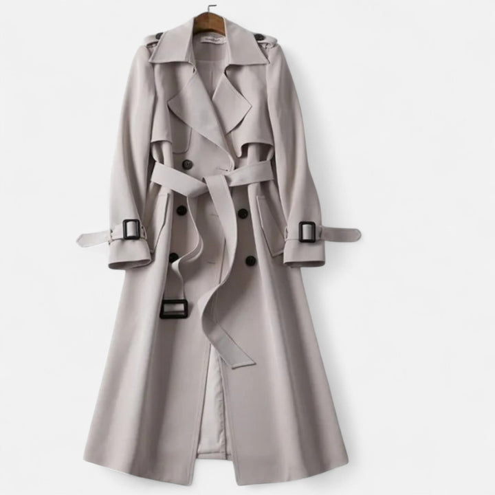 Women's essential fall fashion: mid-length tie-waist trench coat