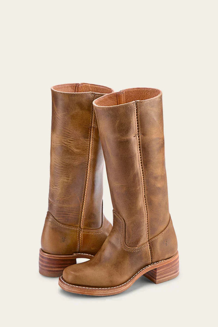 Close-up of durable women's western cowboy boots, showcasing quality craftsmanship and classic design.