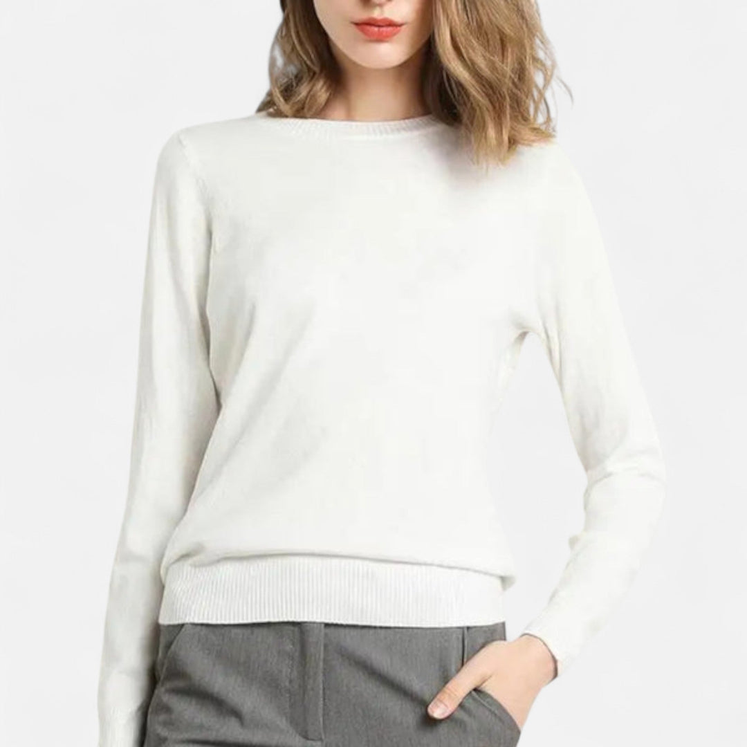 Comfortable and stylish womens sweater with a round neckline, ideal for everyday elegance.