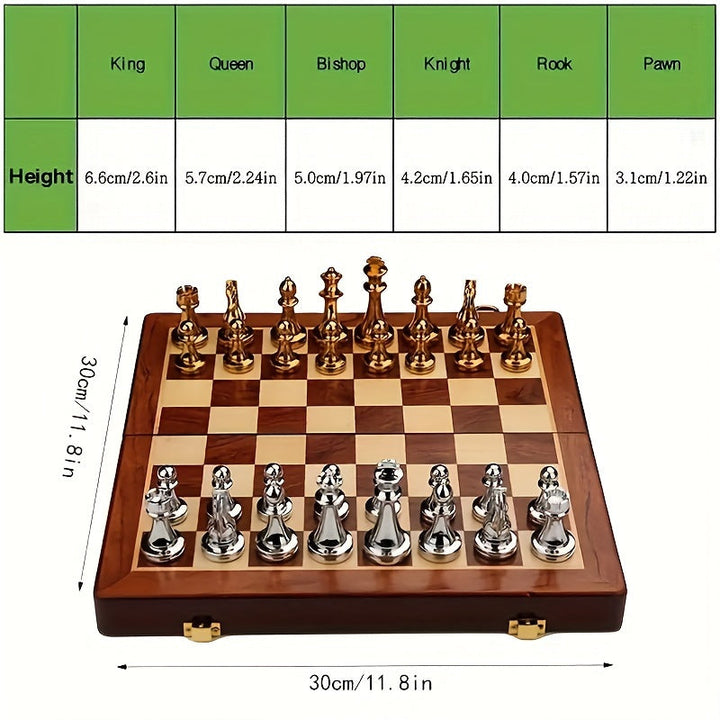 Vintage style folding chess set, perfect for strategy game enthusiasts.