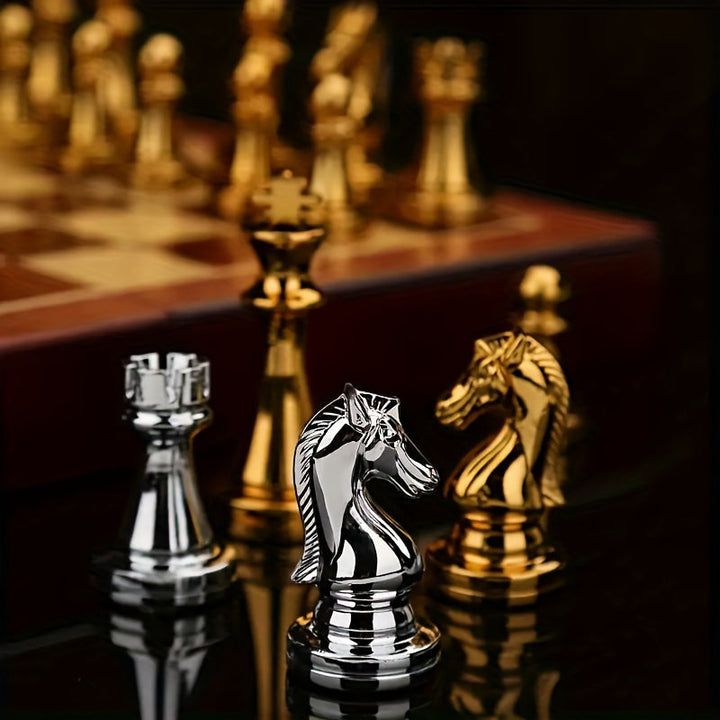High-quality folding chess set, ideal gift for strategy gamers and collectors.