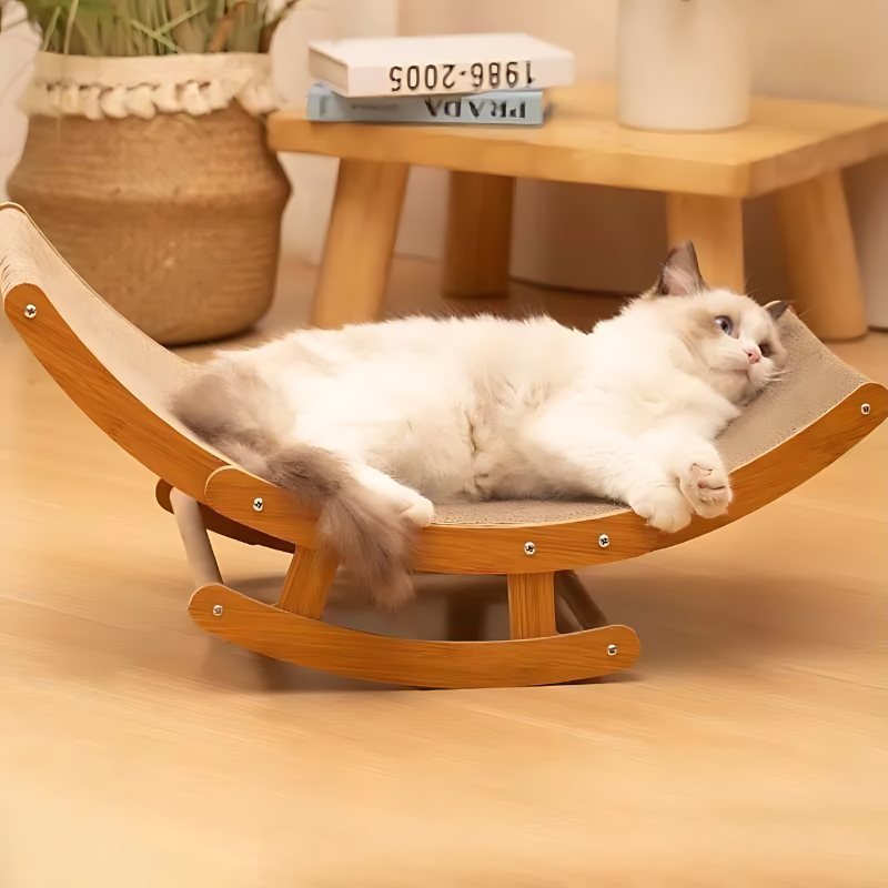 ClawLounge cat bed and scratcher combo, providing comfort and durable fun for your feline friend.