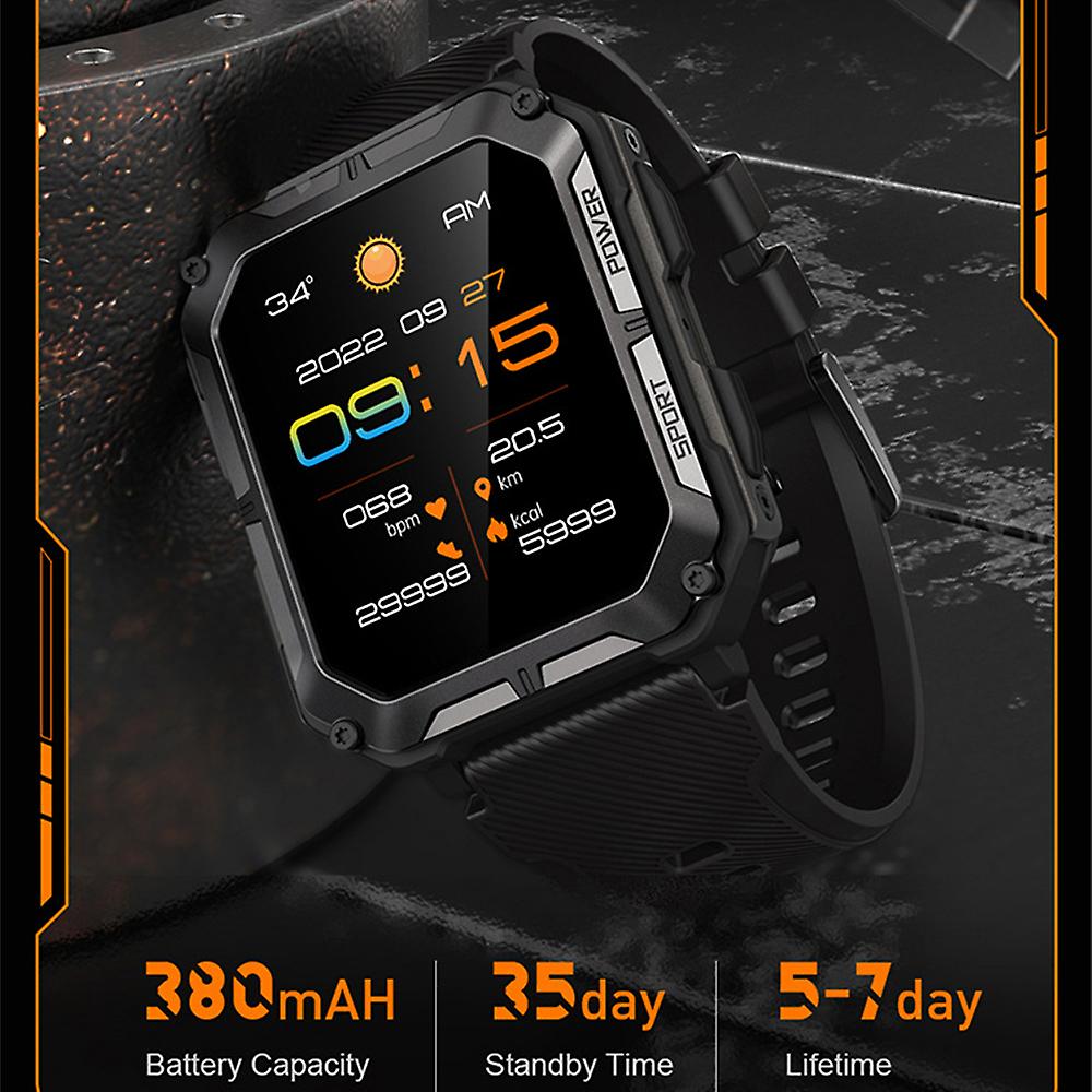 Indestructible fitness tracker smartwatch monitoring heart rate & steps, perfect for active users and extreme sports.