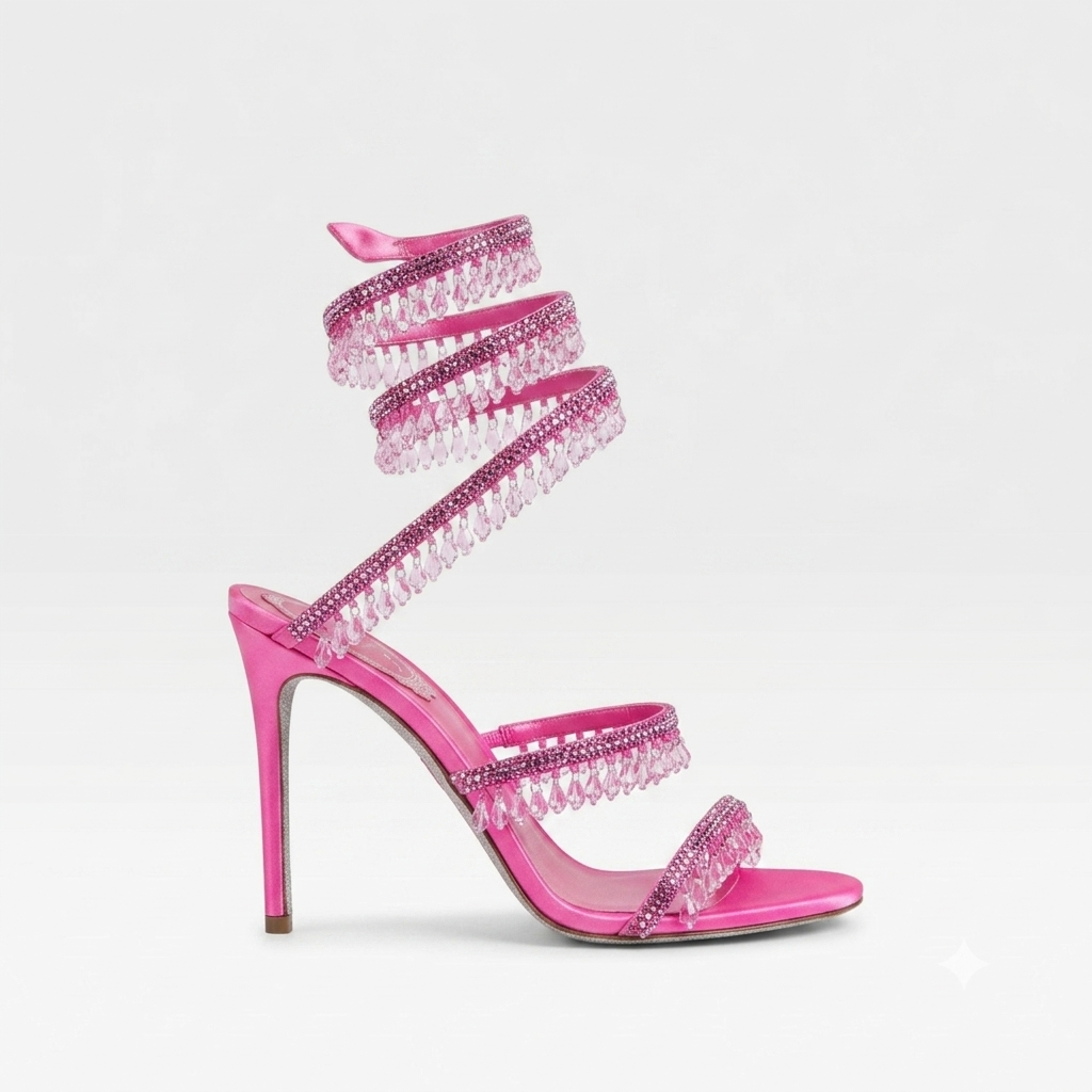 Glamorous gold block heels with clear crystal accents, perfect wedding heels for a bride.