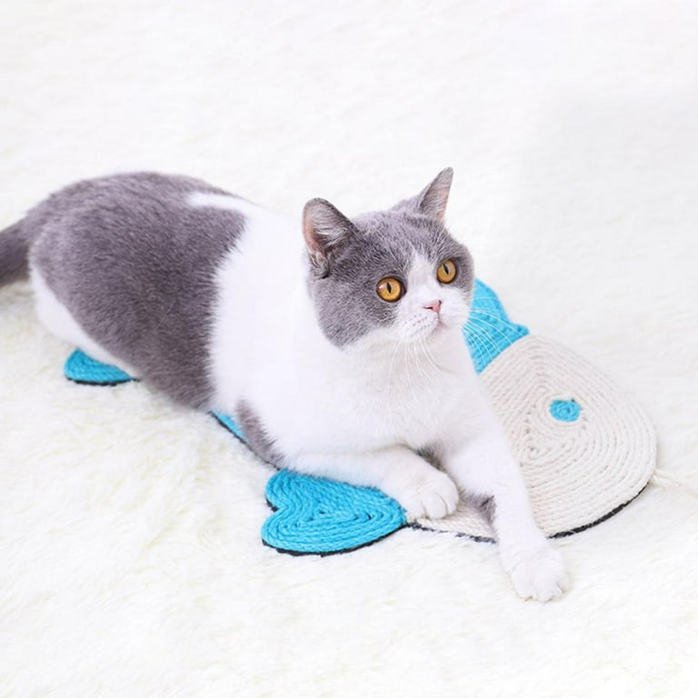 Stylish Cactus & Fish sisal mat, a dual wall & floor cat scratcher, perfect furniture protector.