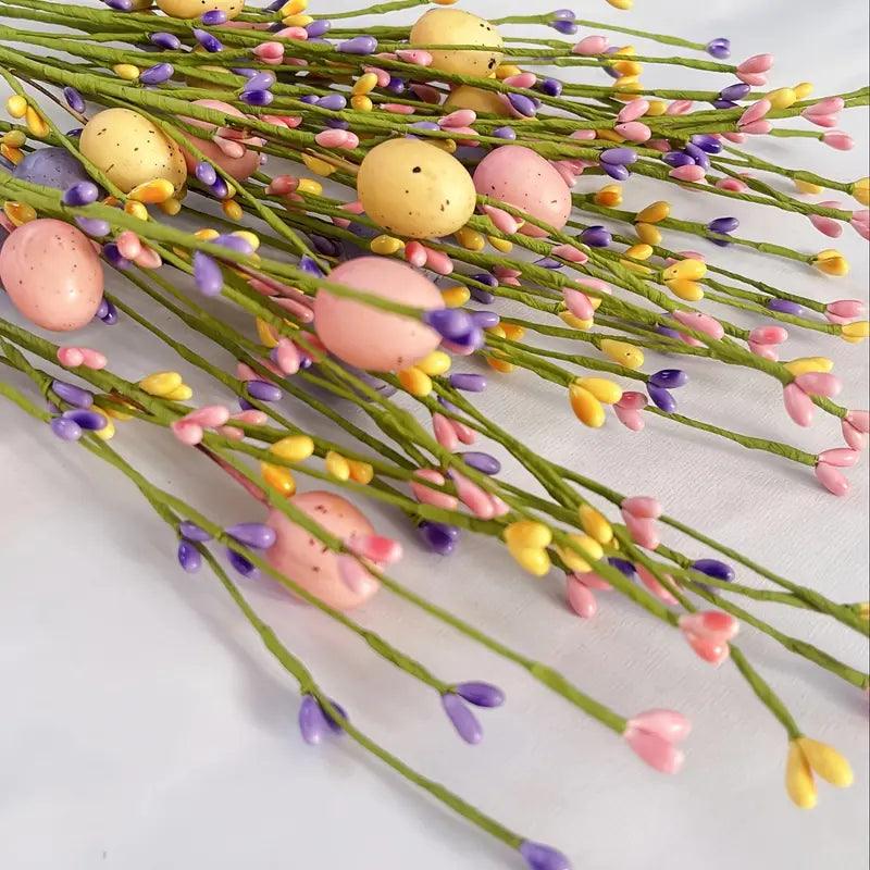 Colorful Easter egg branches, perfect for cheerful spring home decor & festive table displays.