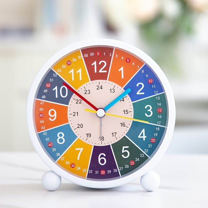 Colorful educational silent alarm clock for kids learning to tell time