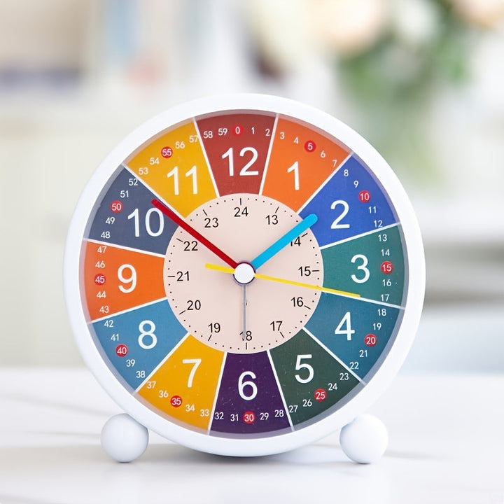Colorful educational silent alarm clock for kids learning to tell time