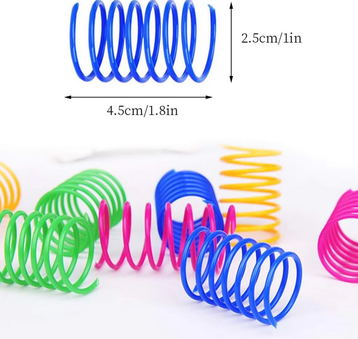 Assorted interactive cat toys: 12 colorful feather springs for active cats, promoting enrichment.