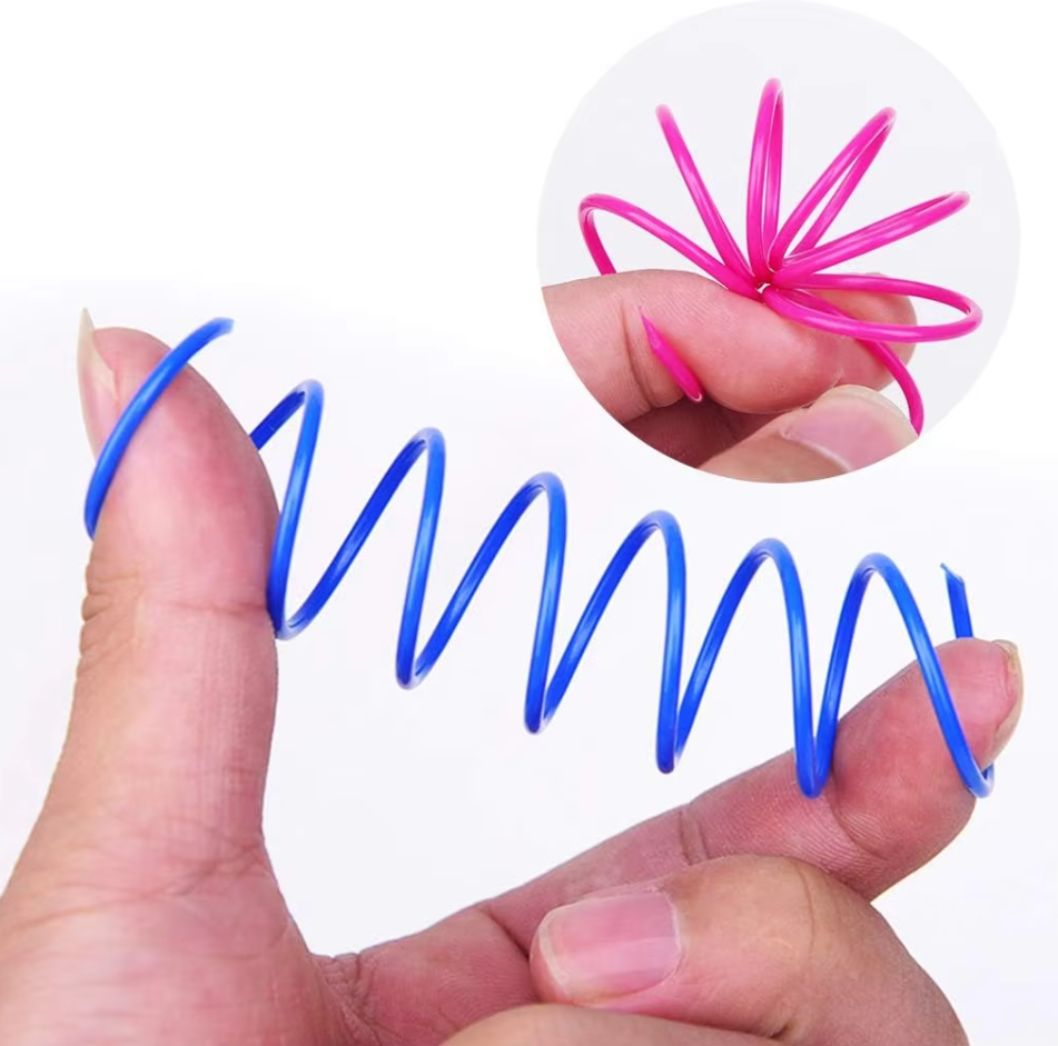 Dynamic set of 12 colorful spiral feather cat toys, ideal for interactive play & active pet enrichment.