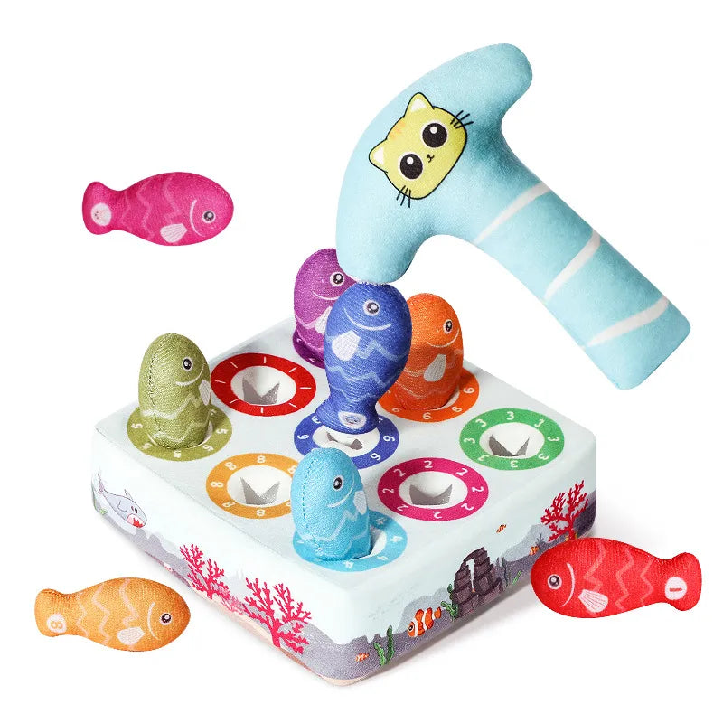 Variety of colorful fish cat toys designed for interactive play, chewing & kitten enrichment.