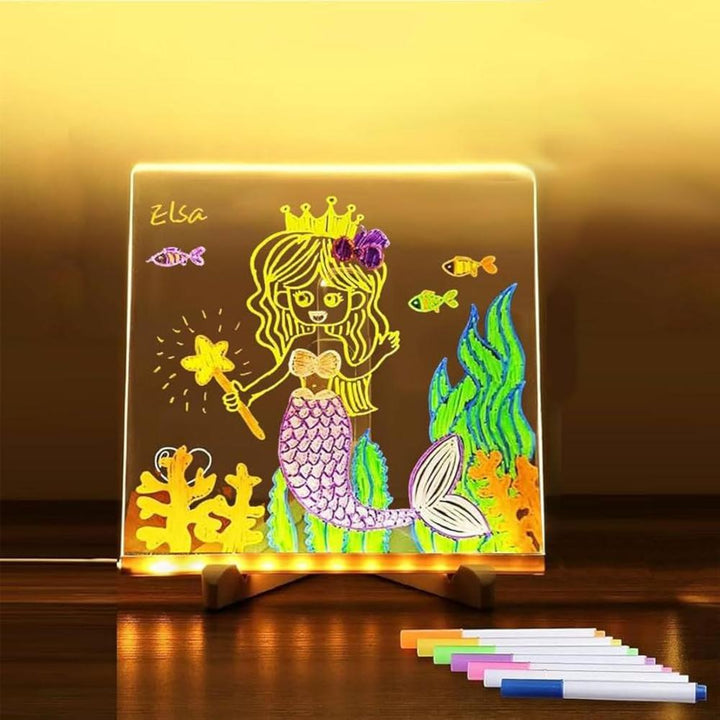 Creative desk accessory: LED note board with night light function for reminders.