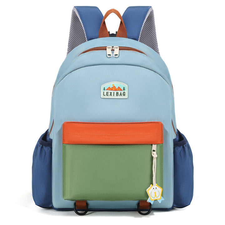Vibrant student backpack featuring multiple compartments for laptop, books, and school essentials.