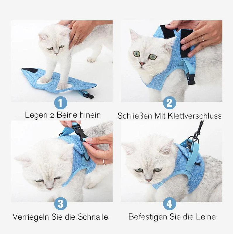 Secure and comfortable cat harness with lead ensures safe outdoor walks for your small pet. Escape-proof design.