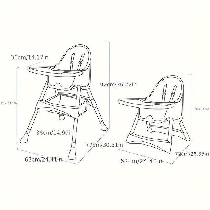 Modern baby highchair with padded seat & footrest, ensuring cozy & comfortable infant mealtime.