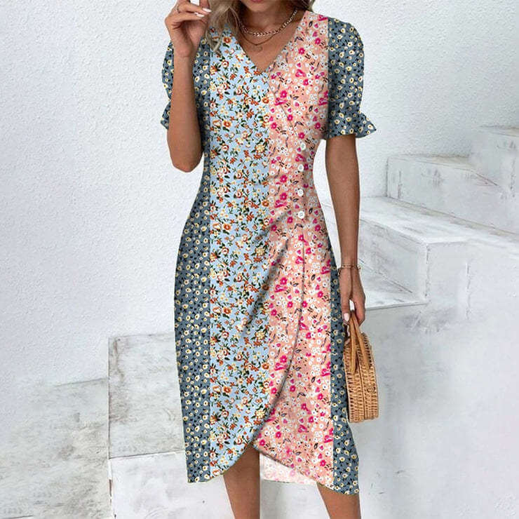 Simple & comfortable women's knee-length dress, an easy choice for versatile summer day style.
