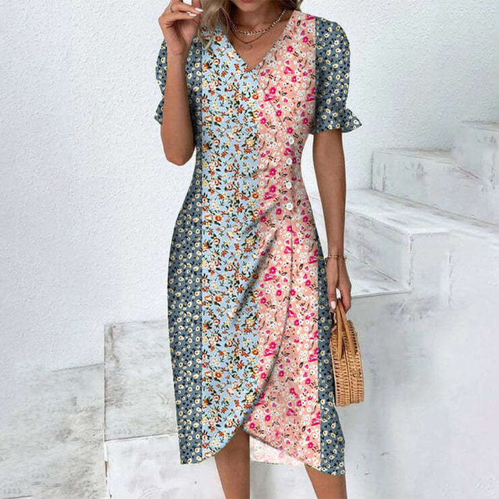 Simple & comfortable women's knee-length dress, an easy choice for versatile summer day style.