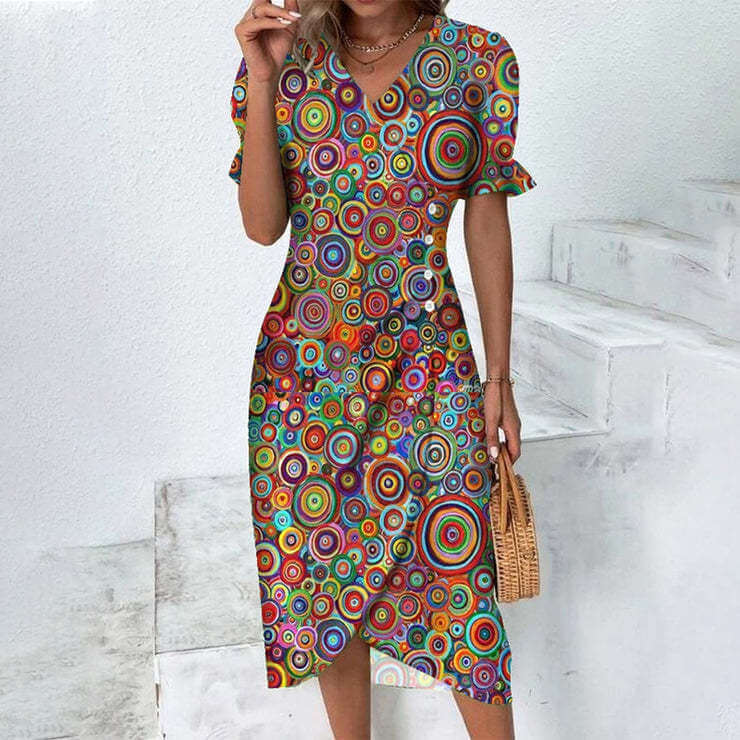 Lightweight knee-length summer dress for women, designed for comfort and chic warm-weather style.