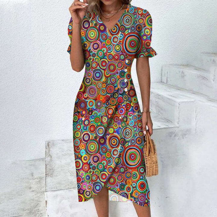 Lightweight knee-length summer dress for women, designed for comfort and chic warm-weather style.