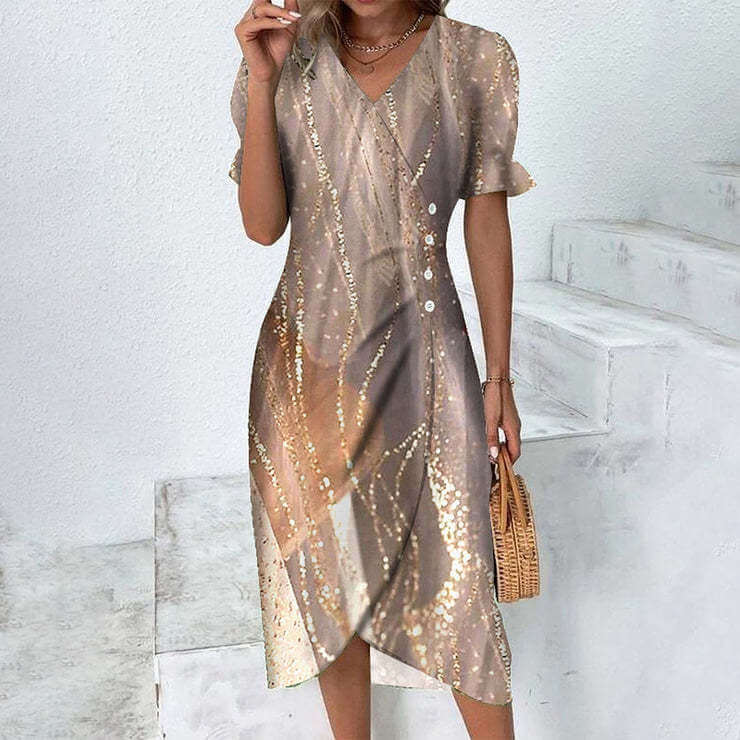 Relaxed fit women's knee-length summer dress, ensuring comfort and easy, casual warm-weather fashion.