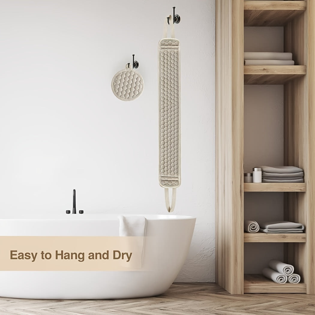 A must-have shower accessory: comfortable deep cleansing back scrubber for radiant skin.