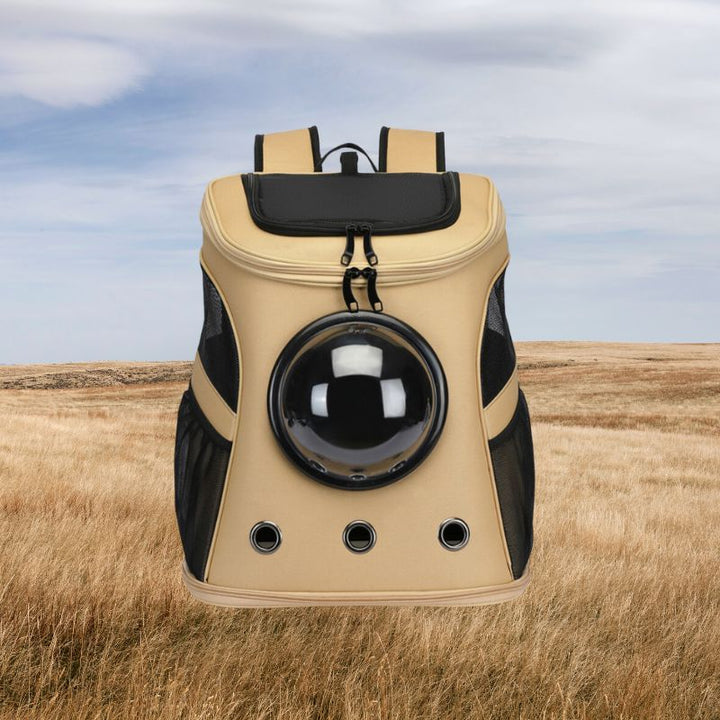 Ventilated cat travel backpack with secure design ensures comfortable animal transport for your furry friend.