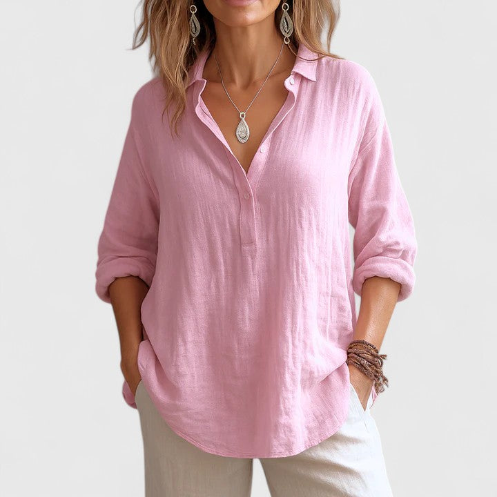 Comfortable women's everyday blouse, lightweight & versatile for casual chic style. Perfect spring/summer top.