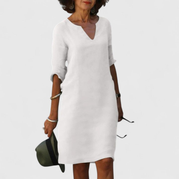 Stylish V-neck dress for women, offering effortless comfort and elegant design for daily wear.