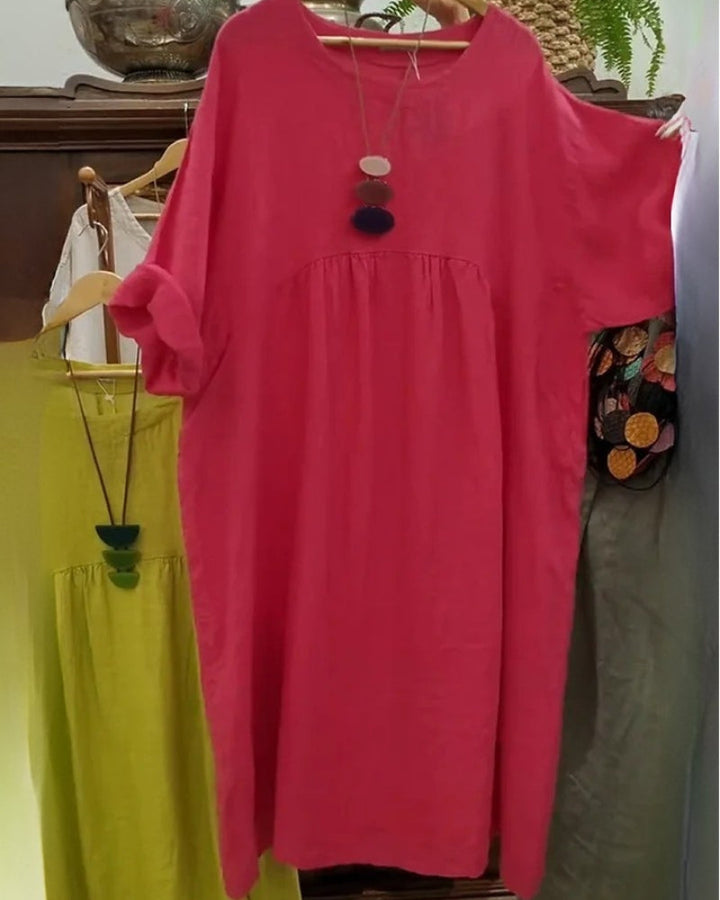 Everyday women's comfortable midi dress with a wide flowy silhouette, perfect for relaxed casual style.