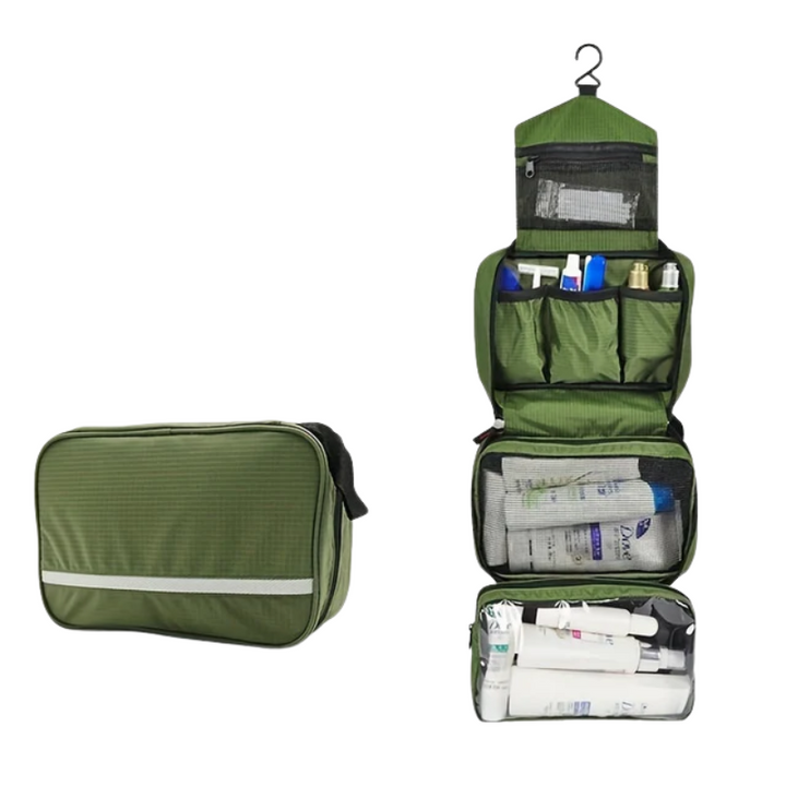 Orange compact organizer, perfect for travel toiletries