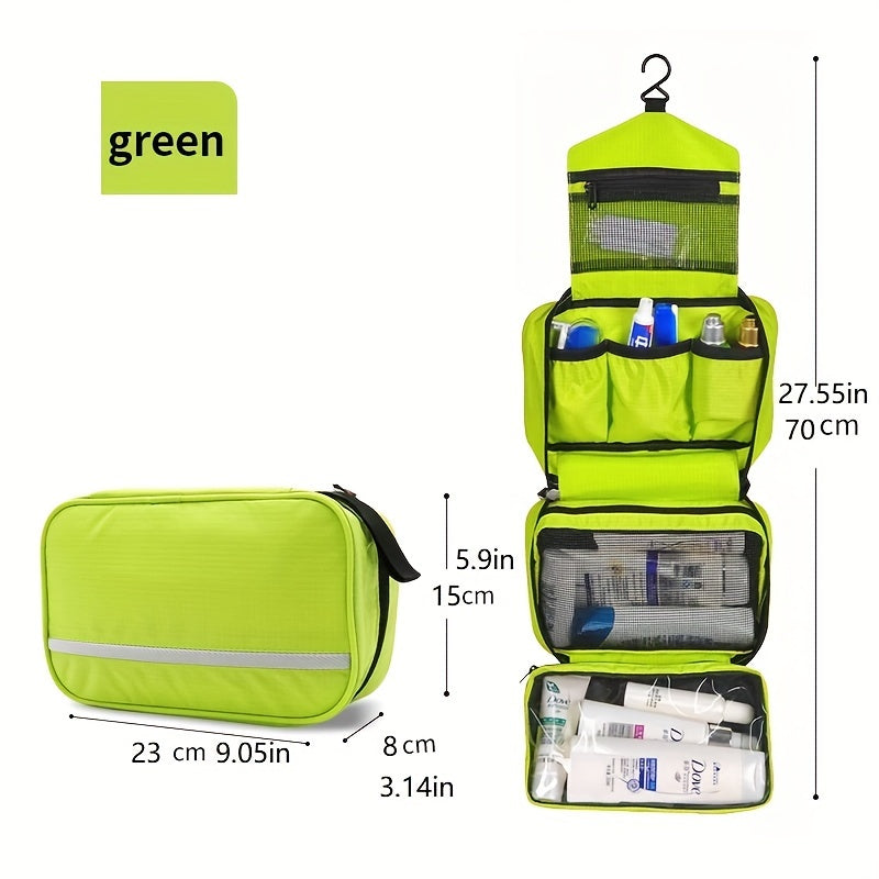 Green compact travel organizer, ideal for toiletries